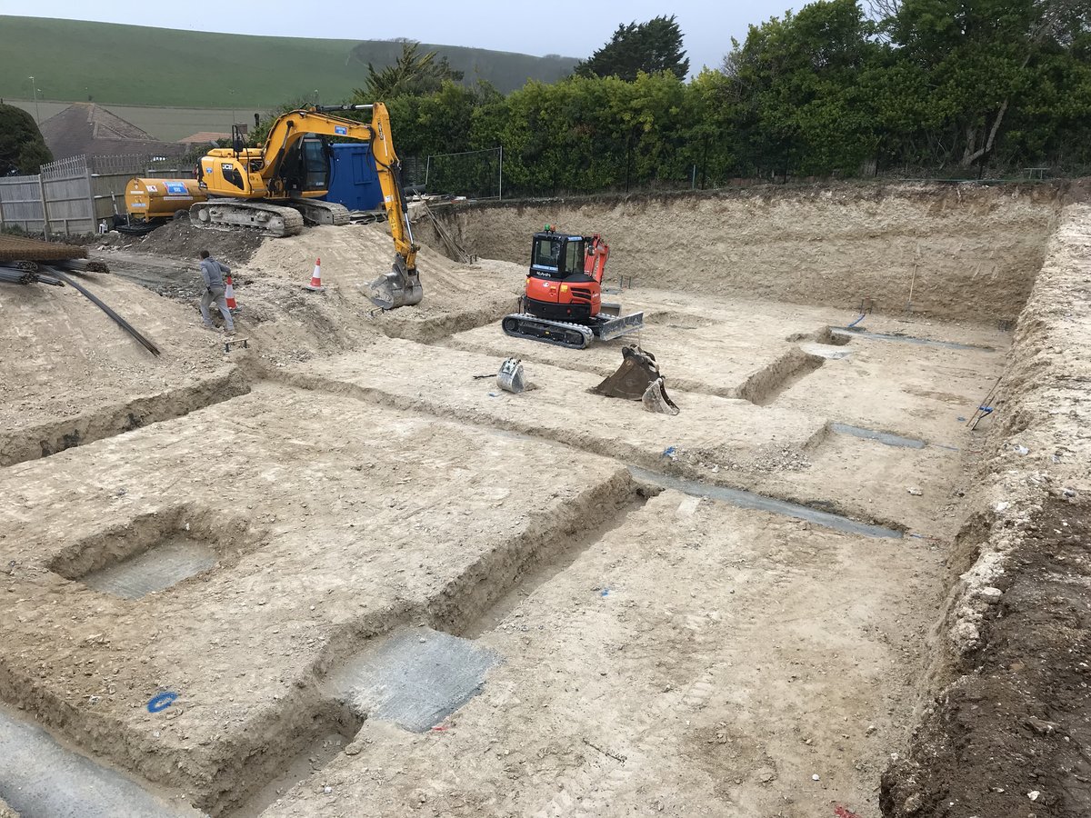 An image of Groundwork progresses in readiness for this new build project in Ovingdean. goes here.